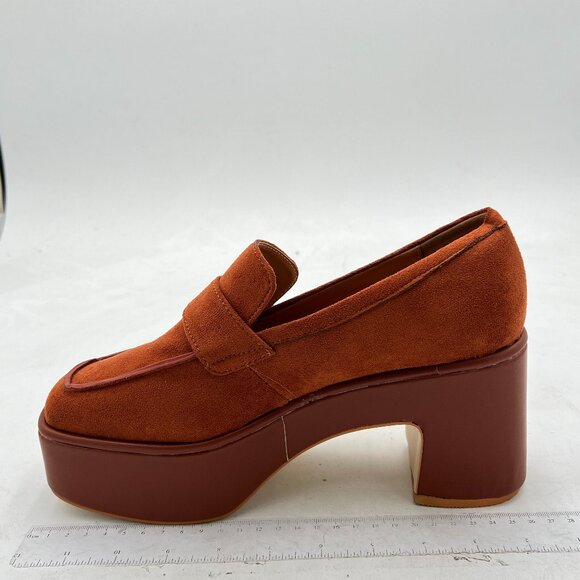 Brown Retro Square Toe Platform Chunky High Heel Slip-On Shoes - Picture 3 of 9